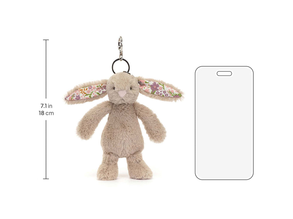 Blossom Beige Bunny Petal Bag Charm, size chart