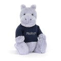 Bashful Hippo with Personalised Navy Jumper, Main View