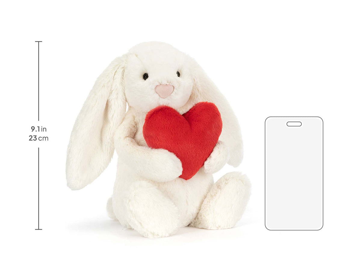 Bashful Red Love Heart Bunny Medium, size chart
