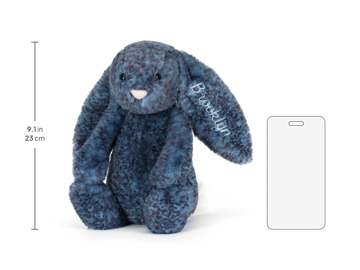 Personalized Bashful Hopscone Luxe Bunny, size chart