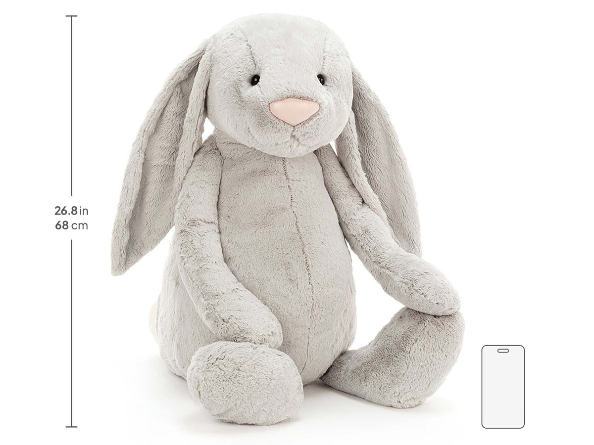 Bashful Silver Bunny Giant, size chart